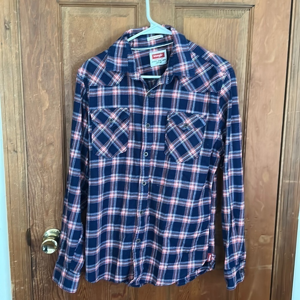 Wrangler Men’s Flex for Comfort Button Up Flannel Shirt Size Medium